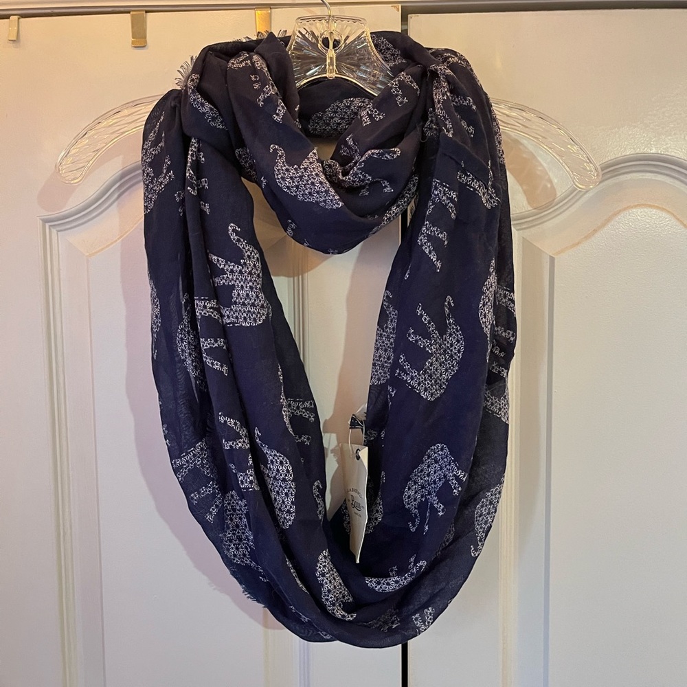 G.H. Bass & Co. Dark Blue Elephant Pattern Scarf